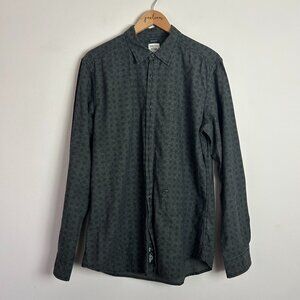 Diesel Shirt Mens Large Gray Floral Regular Fit Button Up Long Sleeve L